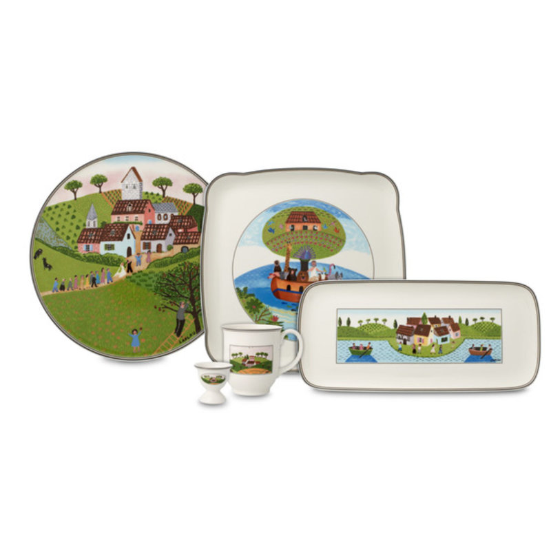 Plat De Service à Gâteau Villeroy & Boch 'Charm & Breakfast' Design Naïf - 30cm, Porcelaine Premium